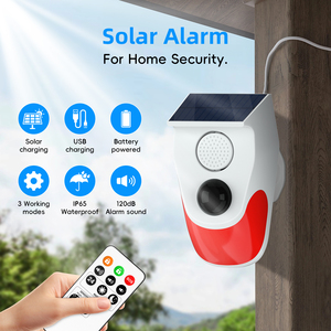 120dB âm thanh không thấm nước an ninh không dây còi báo động ánh sáng ngoài trời năng lượng mặt trời PIR cảm biến chuyển động báo động cho trang trại biệt thự sân - Product Image 2