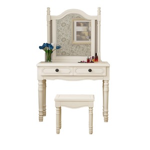 Table de toilette moderne de luxe en bois <span class=keywords><strong>massif</strong></span> avec miroir éclairé et design durable, coiffeuse de chambre à coucher de style américain - Product Image 5