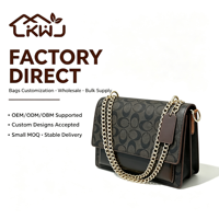 Bolso de Hombro Chic con Doble Cadena y Solapa, Tipo Acordeón, para Mujer, Estructurado, de Piel Sintética, con Logotipo Personalizado, OEM, ODM, Directo de Fábrica