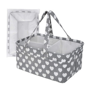 KUYUE Canvas Portable Newborn <strong>Gift</strong> <strong>Basket</strong>, <strong>Baby</strong> Bottle Diaper Storage <strong>Basket</strong> Organizer - Product Image 2