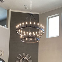 Lustre suspendu rond rustique vintage industriel pour loft, salle à manger, hôtel, club, et projets d'ingénierie