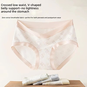 Slip <span class=keywords><strong>Premaman</strong></span> a Vita Bassa con Taglio a V, Tessuto Morbido Effetto Nuvola, Stampa Orsetto, con Linguetta Antibatterica 10A, <span class=keywords><strong>Intimo</strong></span> <span class=keywords><strong>Premaman</strong></span> e Postpartum - Product Image 2