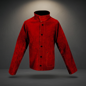 Veste anti-chaleur en polyester rouge, col montant, fermeture à boutons, résistance à la chaleur 200°C-500°C, protection de niveau C pour atelier d'usine - Product Image 2