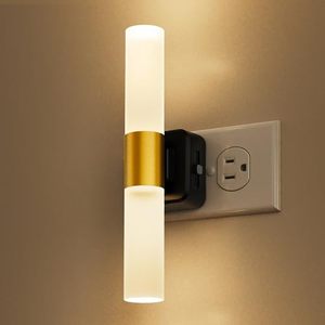 180 °   Veilleuses rotatives à intensité variable 3000K blanc chaud, veilleuse moderne dorée à brancher pour chevet et salle de bain - Product Image 2