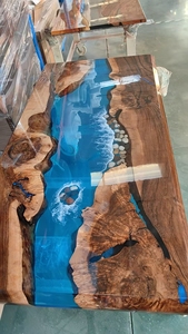 โต๊ะอาหารไม้วอลนัทแบบขยายได้ขายดีที่สุด พร้อมเคลือบเรซิ่นอีพ็อกซี่ลายแม่น้ำ ไม้เนื้อแข็ง สำหรับบ้าน สำนักงาน ห้องครัว โกดัง ทางเข้าบ้าน - Product Image 5