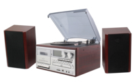 Tourne-disque All in 1 3 Speed BT Vintage Turntable CD Cassette Vinyl Player