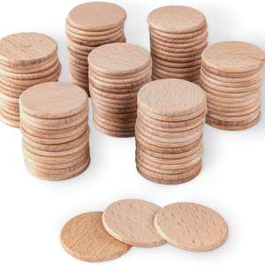 Natural Round Beech <b>Wood</b> <b>Slices</b> Unfinished Solid Wooden Coins Token Pieces for Projects DIY Crafts Ornaments Jewelry Accessories - Product Image 3