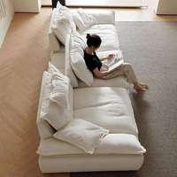 Canapé en tissu technique abrasif de luxe nordique, compressé, à assise large et profonde, en latex, pour une position relaxante