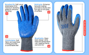 Хит продаж, недорогие латексные молочные хлопковые многоразовые резиновые рабочие перчатки 10 калибра с 2 нитями - Product Image 2
