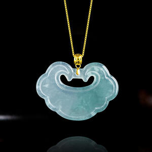 Colgante Ruyi de Jadeíta Natural Azul Agua con Incrustaciones de Oro de 18K, Joyería Femenina, Moda Sencilla, Certificado de Tasación D814 - Product Image 2