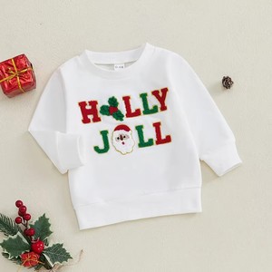 Noël enfant en bas âge bébé filles garçons pull haut de noël houx Joll Chenille lettre à manches longues pull de noël <span class=keywords><strong>sweat</strong></span> pour les enfants - Product Image 2