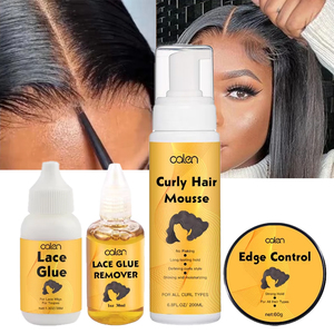 Kit de coiffure avec logo personnalisé avec dissolvant de colle organique pour dentelle en <span class=keywords><strong>mousse</strong></span> pour extensions de <span class=keywords><strong>cheveux</strong></span> bouclés unisexe - Product Image 1