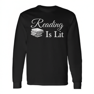 T-shirt a maniche lunghe Reading Is Lit, maglietta per insegnanti e appassionati di libri - Product Image 2
