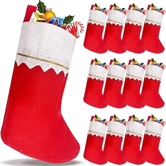 Home Holiday Party decoration custom logo Felt Fabric mini felt Christmas ornament stocking polyester Christmas Socks
