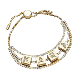 Modisches Diamantbesetztes DIY <span class=keywords><strong>Magic</strong></span> Box Buchstaben-Armband, Individuell Anpassbares Kupfer-Plattiertes 18K Gold Buchstaben-Armband Schmuck - Product Image 1