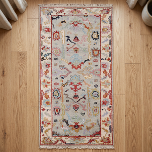 Alfombra Turca Oushak de Lana, Personalizable, con Patrón Abstracto, Reversible, Apta para Mascotas, Pelo Plano, para Dormitorio - Product Image 2