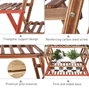 Support de plante en bois support de <span class=keywords><strong>jardinière</strong></span> de jardin à plusieurs niveaux <span class=keywords><strong>étagère</strong></span> de présentation de Pot de fleur intérieur <span class=keywords><strong>extérieur</strong></span> - Product Image 6