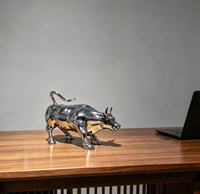 Estatua de Toro de Acero Inoxidable Pulido a Espejo Personalizada BZY, Arte Moderno para Escritorio de Oficina, Regalo Financiero de Prosperidad, Venta al por Mayor B2B