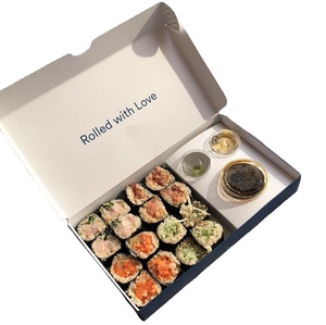 Hot Selling Sushi Box Personalized Logo Printing Sushi Takeaway Lunch Box Japanese Sushi Takeout Box with Dividers Insert - Product Image 5