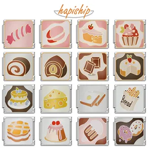 Hapiship 2024 Frauen geschenk Bunte <span class=keywords><strong>Brot</strong></span> kuchen Perlen Edelstahl pulsera italiana encantos 2017 - Product Image 1