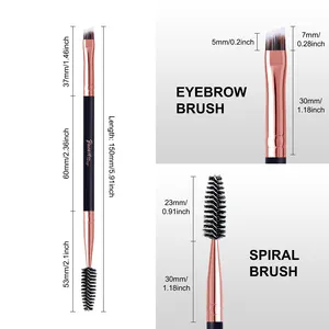 BUEAR Double End Dual Brush For Eyelashes And Angled Eyebrows Lamination Wood Handle Brow Tint Spoolie Thin Tinting Brush