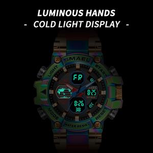 Montres de sport numériques colorées SMAEL pour hommes, montres-bracelets étanches, montres électroniques à double affichage pour hommes - Product Image 5
