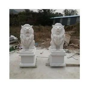 Büyük açık Lifesize heykelleri çin beyaz mermer ön kapı aslan bahçe heykelleri heykeller satılık