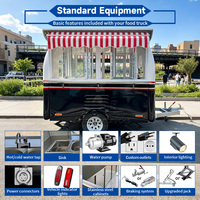 Remorque de restauration mobile en acier inoxydable pour burgers, pizzas, hot-dogs, petit camion de restauration avec équipement de rôtisserie