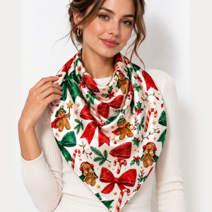 <b>Christmas</b> Winter <b>Scarf</b> Women Festive Xmas Square Headscarf Holiday Printed Soft Lightweight Custom OEM ODM Wholesale Manufacture - Product Image 1
