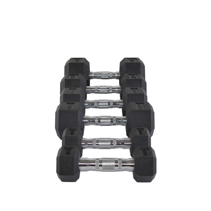 Custom Home Gym Dumbbell Black Cast Iron with Black Hex Rubber Coating ...