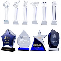 Trophée en cristal personnalisable avec plaque, récompenses pour concours scolaires d'enfants, trophées en quartz transparent, médailles à cinq branches