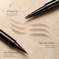 Crayon à sourcils liquide 4 pointes imperméable OEM sous marque privée, stylo à sourcils 3D naturel longue tenue, maquillage des yeux précis, vente en gros
