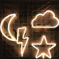 Lumières décoratives LED néon en forme de nuages, lune et éclairs, alimentées par piles, en plastique, pour chambre à coucher, bar, fête, veilleuse, lumières d'ambiance