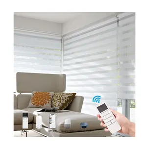 Manufacturer Smart Home Electric Dual Layer Day And Night Zebra Roller Shades Indoor Blinds Window Motorized Zebra Blinds