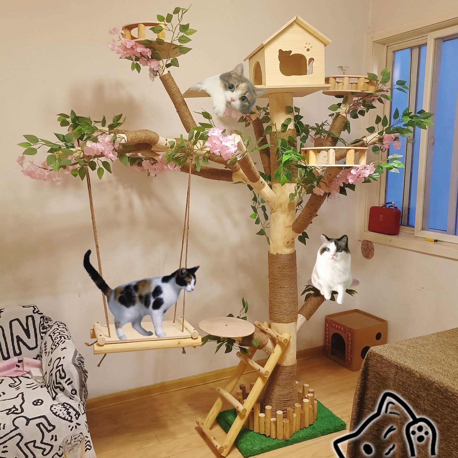 Main 1.8m + swing + house + leaves + flower