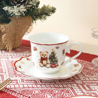 Ensemble de vaisselle en céramique Lelyi Creative Cute Christmas Bear, design élégant et raffiné, pour le thé de l'après-midi et le café, vente en gros