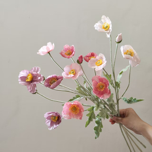 Amapolas Artificiales de Seda con Tallo Flocado, Plegables, en Rojo, <span class=keywords><strong>Naranja</strong></span> y Blanco, para Decoración de Mesa en Bodas y Hogar - Product Image 1