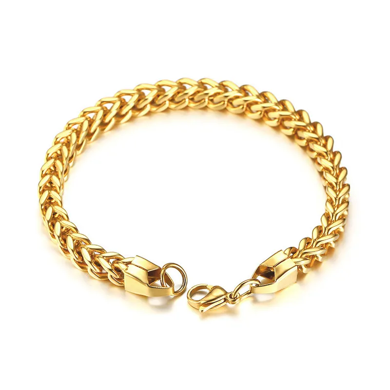 Stainless Steel Luxury Jewelry Gold Franco Link Chain Bracelet Mens