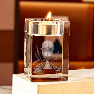 ที่วางเทียนทีไลท์ขนาด 80 มม. ลดราคาพิเศษ ของตกแต่งงานศักดิ์สิทธิ์ครั้งแรก ของขวัญทางศาสนาคาทอลิก ของตกแต่งงานแต่งงาน ที่วางเทียนคริสตัล WDY0456 - Product Image 3
