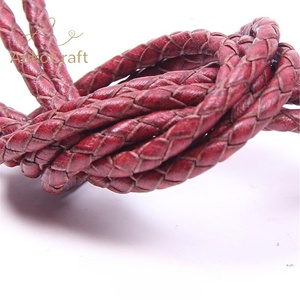 Cordon en cuir <span class=keywords><strong>de</strong></span> vachette tressé pour <span class=keywords><strong>bracelet</strong></span> et collier DIY, corde ronde en cuir <span class=keywords><strong>de</strong></span> vachette tressé - Product Image 4