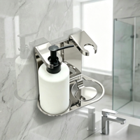Support mural double en acier inoxydable pour flacon de savon liquide pour salle de bain d'hôtel