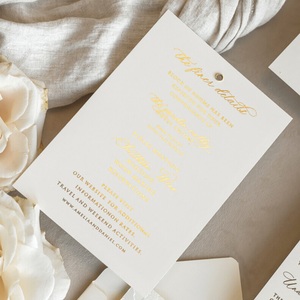 Tarjeta de Invitación de Boda de Lujo en Color Blanco Crema con Relieve y Lámina Dorada, Impresión Personalizada de Alta Gama, Invitación de Matrimonio - Product Image 3