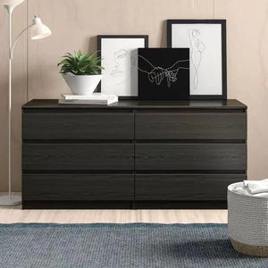 <span class=keywords><strong>Commode</strong></span> moderne à 6 <span class=keywords><strong>tiroirs</strong></span> <span class=keywords><strong>en</strong></span> bois de luxe <span class=keywords><strong>en</strong></span> rotin noir avec miroir meuble de salon et de chambre à coucher - Product Image 2