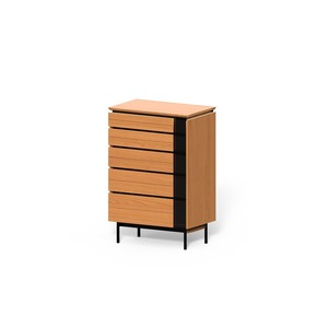 Commode à cinq tiroirs en bois massif, bois de cerisier, style nordique, armoire de rangement pour chambre à coucher - Product Image 5