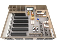 Système d'étagères de supermarché double face robuste en bois et métal sur mesure avec aménagement 2D/3D gratuit – Équipement de magasin de détail