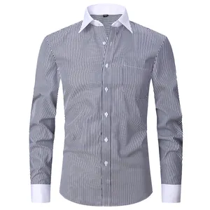 Business Shirt For Men Long Sleeve Formal Style OEM Logo Office Shirt