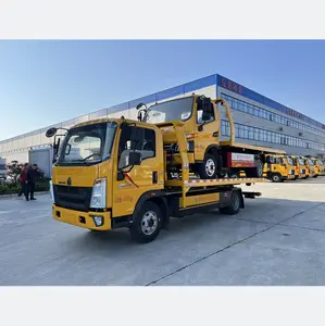 HOWO 4*2 yol acil tam aşağı Platform Rollback kamyon Flatbed tamirci çekici kamyon