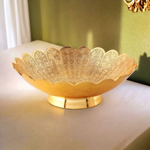 ชามโลหะสไตล์โอเรียนทัลพร้อมด้านในสีทอง – ชามตกแต่งสีตัดกันชัดเจนสำหรับงานเลี้ยงหรูหราและห้องรับรอง จัดส่งโดยตรง - Product Image 1