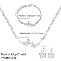 Set Perhiasan Kalung Kupu-kupu Berlian Amerika dan Eropa, Anting Clover, dan Gelang untuk Wanita dan Gadis