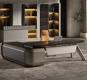 Conjunto de Escritorio y Silla Ejecutiva Moderna Minimalista de Estilo Italiano, Ligero y Lujoso, Escritorio de Madera de Alta Gama para CEO/Director - Product Image 4